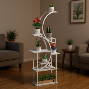 ชั้นวางต้นไม้โลหะดีไซน์โค้งทันสมัย ขนาด 50x40x30 ซม. 5 ชั้น สำหรับตกแต่งห้องนั่งเล่น - Product Image 2