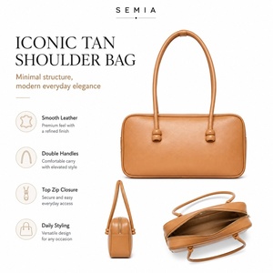 Borsa a Spalla da Donna in Vera Pelle SEMIA Cowhine con Due Cinghie, Chiusura a Cerniera, Impermeabile, Grande Capacità, Casual e alla Moda - Product Image 3