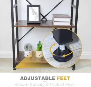 5-Tier Libreria In Legno Alto e Moderno Mensola di Esposizione Rack Spalancate In Piedi con Montature In Metallo - Product Image 6