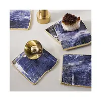 الأزرق سوداليتي حجر كوارتزي كوستر مع الذهب/الفضة تقليم