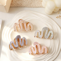 Pince à cheveux en forme de M avec ressort métallique doré, accessoires coréens pour cheveux épais ou fins, pince requin à maintien fort