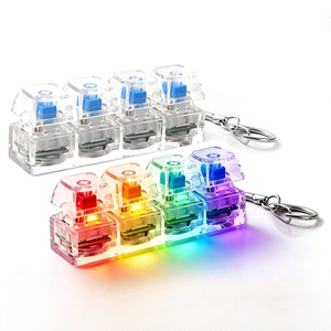 Porte-clés transparent en forme de touche de clavier, anti-stress, avec interrupteurs et lumière, type fidget clicker - Product Image 2