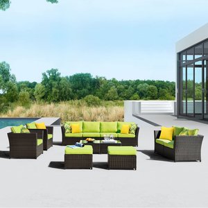 Ensemble de canapés de jardin en rotin imperméable 4 pièces, salon tout temps, aluminium, rotin PE, mobilier <span class=keywords><strong>d</strong></span>'extérieur - Product Image 2