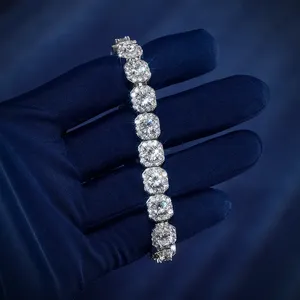 Gioielli raffinati da <span class=keywords><strong>uomo</strong></span> 6mm Design semplice VVS Moissanite diamante personalizzato <span class=keywords><strong>argento</strong></span> Tennis Hip Hop Tennis collana bracciale a catena - Product Image 5