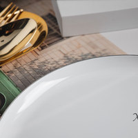 Assiettes à dîner à fond rond en plastique vaisselle durable et écologique multi-taille pour restaurants événements traiteur logo personnalisable