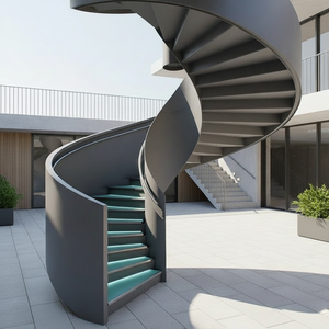 <span class=keywords><strong>Escalier</strong></span> en spirale extérieur commercial en acier avec marches courbées en tôle laminée, garde-corps haute sécurité, <span class=keywords><strong>escalier</strong></span> métallique extérieur durable pour bâtiment - Product Image 4