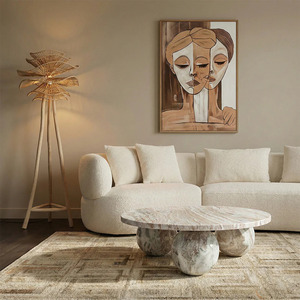 Contemporary Round Sawar <b>Marble</b> Coffee <b>Table</b> Handmade Coffee <b>Table</b> with Easy Assembly-Living Room Furniture - Product Image 1
