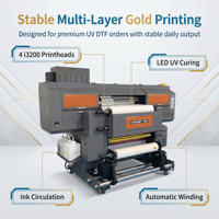 Impresora UV DTF Industrial de 650 mm con Cuatro Cabezales para Estampado en Oro, Máquina de Impresión de Etiquetas de Cristal, Barniz de Alta Velocidad, Relieve 3D
