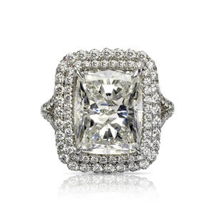 F1155 Anello da donna in oro bianco con diamante taglio radiante colore D naturale, anello di fidanzamento - Product Image 2