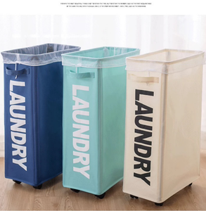 Mỏng Giặt Basket Với Có Thể Tháo Rời Rửa Túi Trên Bánh Xe Đóng Mở Góc Cán Giặt <span class=keywords><strong>Hamper</strong></span> Cho Quần Áo Yoga Mat Lưu Trữ - Product Image 3