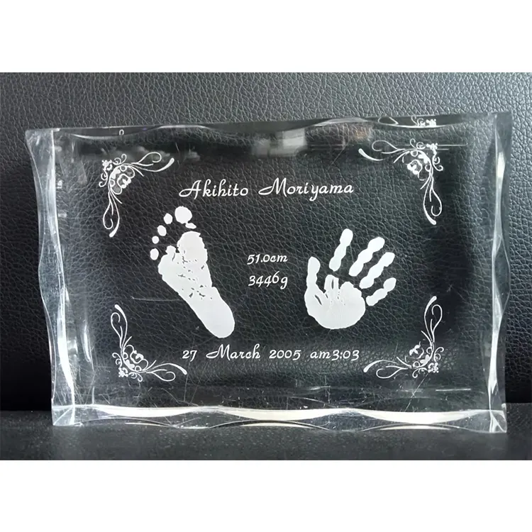 Newborn baby Announcement Acrylic frame Baby Handprint Footprint Picture Frame