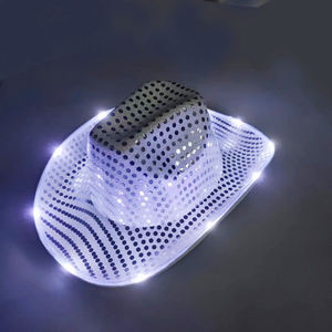 Topi Koboi LED Payet Baru UL4200A, Populer, Banyak Warna, untuk Kembali ke Sekolah, Penampil Dewasa - Product Image 1