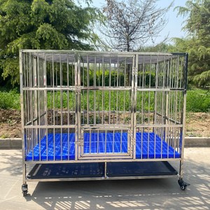 BAIYI Thương Hiệu Có Thể Gập Lại Bằng Thép Không Gỉ Dog Cage, Dog Crate, Pet Cage Với Sàn Nhựa - Product Image 3