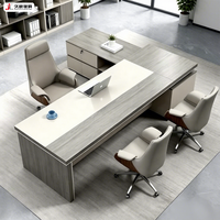 Bureau de direction en forme de L de luxe moderne JIUSHUN, table de travail pour PDG et cadres supérieurs