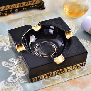 Cenicero para Cigarros al por Mayor, Cerámica Real, Diseño para Fumar, Porcelana Chapada en Oro, Accesorios Creativos para Cocina, Soporte para 2 Piezas - Product Image 1