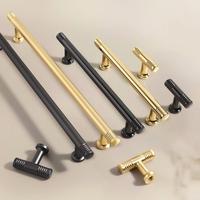Kenop Kabinet Model T-Bar dari Paduan Seng Modern dengan Lapisan Tembaga Brushed untuk Perlengkapan Dapur, Lemari, Bufet, dan Ruang Tamu Mewah