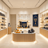 Aménagement intérieur personnalisé pour magasin de Judaica, présentoirs complets pour la boutique, support d'Esrog assorti, quatre espèces, pour la fête de Sukkot