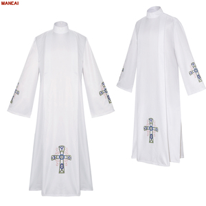 Robe de prière médiévale d'église, robe rétro de prêtre, moine, missionnaire, cape blanche longue, costume de cosplay, tenue de fête d'Halloween - Product Image 1
