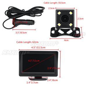 Moniteur de voiture 4,3 pouces, caméra de recul LED pour véhicule, système de stationnement vidéo, vision nocturne automatique - Product Image 5