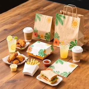 Venta al por Mayor a Bajo Precio de Bolsas de Papel Kraft para Envasado de Hamburguesas, Vasos y Tapas con Serigrafía para Jugos, Té, Cerveza y Vino - Product Image 1