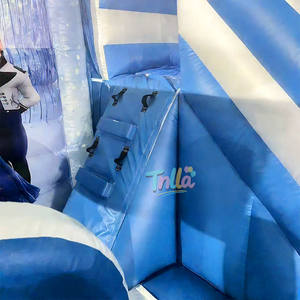 Château gonflable personnalisé pour fête bleue, château gonflable Elsa, château gonflable princesse, château gonflable avec toboggan intérieur - Product Image 6