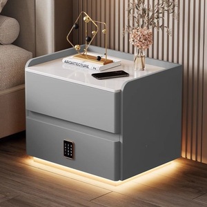 <span class=keywords><strong>Comodino</strong></span> Moderno Intelligente con Serratura a Tastierino, Top in Marmo LED, Mobiletto in Pelle per Camera da Letto, Hotel, Villa, Produzione all'Ingrosso Personalizzata - Product Image 3