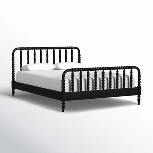 Cadre <span class=keywords><strong>de</strong></span> <span class=keywords><strong>lit</strong></span> en bois massif noir, <span class=keywords><strong>lit</strong></span> plateforme vintage Jenny Lind <span class=keywords><strong>avec</strong></span> <span class=keywords><strong>tête</strong></span> <span class=keywords><strong>et</strong></span> <span class=keywords><strong>pied</strong></span> <span class=keywords><strong>de</strong></span> <span class=keywords><strong>lit</strong></span>, mobilier <span class=keywords><strong>de</strong></span> chambre à coucher style farmhouse - Product Image 5
