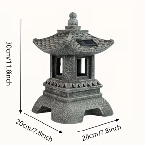 Lanterne en résine effet pierre - Design pagode traditionnel, idéale <span class=keywords><strong>pour</strong></span> la décoration de <span class=keywords><strong>jardin</strong></span> <span class=keywords><strong>zen</strong></span> et l'ornement à thème oriental <span class=keywords><strong>pour</strong></span> patio - Product Image 6