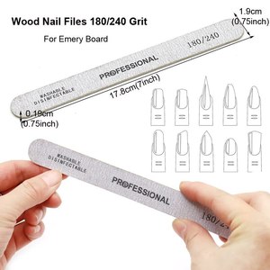 Limes à ongles en bois professionnelles, tampons de ponçage 100/180/240 double face, non électriques, pour manucure, pédicure et pointes de gel UV en salon - Product Image 4