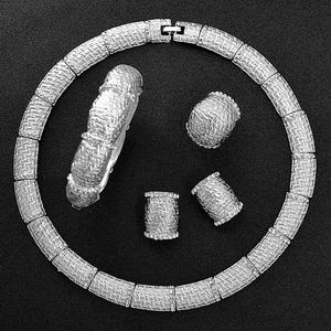 Ensemble de bijoux de mariée 4 pièces pour femme : collier, boucles d'oreilles, bague, bracelet, style ethnique géométrique, zircon, cadeau de mariage, fiançailles, plaqué or 14 carats - Product Image 6