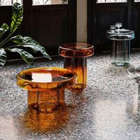 Table basse moderne en marbre ambré et verre avec structure en acier inoxydable pour salon, meubles de maison