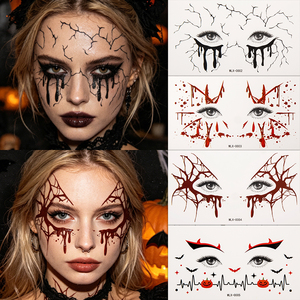 Autocollants de maquillage gothiques effrayants pour Halloween, pour enfants et adultes, effet <span class=keywords><strong>3D</strong></span> toile d'araignée, fard à paupières, tatouage temporaire pour le visage, accessoire d'art corporel - Product Image 4