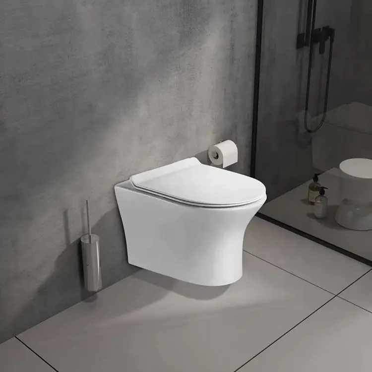 ORTONBATH vítreo China sanitarios baño No cisterna en la espalda a la pared Toilettes blanco de cerámica de pared colgaba baños