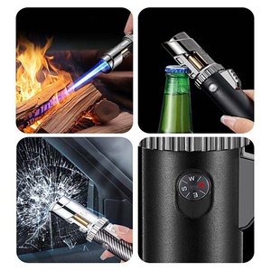 Kim loại khí butan bơm lại máy bay phản lực màu xanh ngọn lửa BBQ nến lửa nhẹ hơn hình dạng bút có thể điều chỉnh ngọn lửa thuốc lá xì gà Hàn nhẹ hơn - Product Image 2