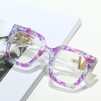 Monture de lunettes de lecture carrée anti-lumière bleue à motif floral, tendance 2026