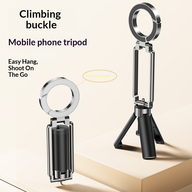 Dual Sided Magnetic Aluminium Alloy Phone Tripod Stand Mini Adjustable Angle Foldable Cell Phone Holder for Desk Use Vlog Live
