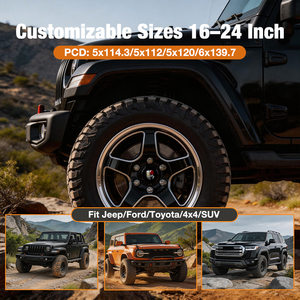 <span class=keywords><strong>ล้อ</strong></span>ฟอร์จ <span class=keywords><strong>KSR</strong></span> Off-Road สีดำเงาขอบขัดเงา ขนาด 16 17 18 19 20 21 22 23 24 นิ้ว แบบกำหนดเอง ET PCD CB สำหรับ Ford Bronco และอื่นๆ - Product Image 5