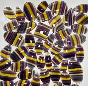 Lot en gros de cabochons en fluorite 100 % naturelle de haute qualité, pierres précieuses colorées en vrac pour la guérison et la joaillerie - Product Image 1