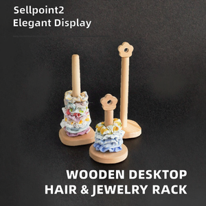 Modern Standing Type Double Tier Wooden Head Rope Jewelry Display Solid Wood Hair Ring <b>Storage</b> Rack for Tools - Product Image 2