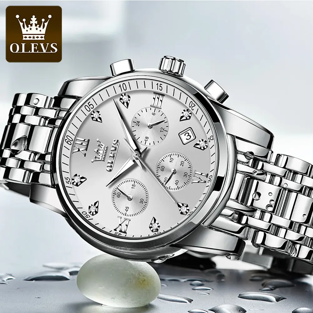 2858 Olevs quadrante a tre occhi materiale In lega cronografo orologi da polso moda uomo produttori di orologi In cina
