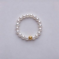 3-4mm AAA-Qualität Winzige Natürliche Süßwasserperlen Reisform Stretch-Ring S925 Silber Rhodium-Plattiert Elastischer Stapelbarer Ring