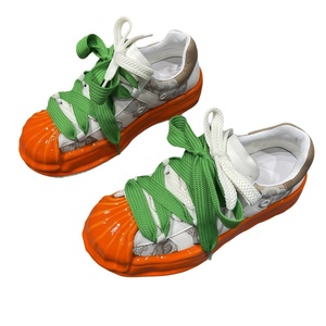 Luxury Designer <strong>Leather</strong> Mesh Upper Thick Sole Summer Heightening Sneakers Vintage Disworn Shell Head Dirty Shoes Men's Casual - Product Image 5