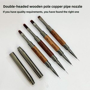 Double Head Nail <b>Brush</b> Wooden Handle High-quality Nail <b>Brush</b> Liner Factory Custom Nail Art <b>Brush</b> - Product Image 2