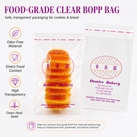Sac en plastique cellophane de qualité alimentaire en matériau BOPP, sac plat auto-adhésif, imperméable, logo personnalisé, durable, thermoscellable, marque LESI