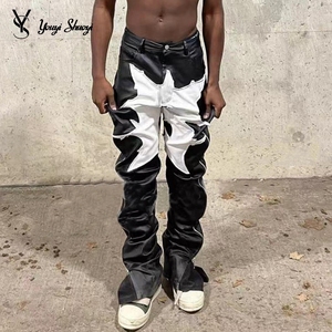 <span class=keywords><strong>Pantaloni</strong></span> YYSY Streetwear con Zip in Ecopelle, Stile Hip Hop, Personalizzabili con Patchwork, Comodi <span class=keywords><strong>Pantaloni</strong></span> a Gamba Larga per <span class=keywords><strong>Uomo</strong></span> - Product Image 4