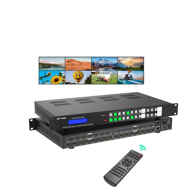 MT-VIKI 4K@60Hz HDMI Matrix Switcher 8x8, HDMI 2.0 HDCP 2.2 18Gbps, Web GUI/APP/RS232/LAN Control, Rack Mount (8 In 8 Out)