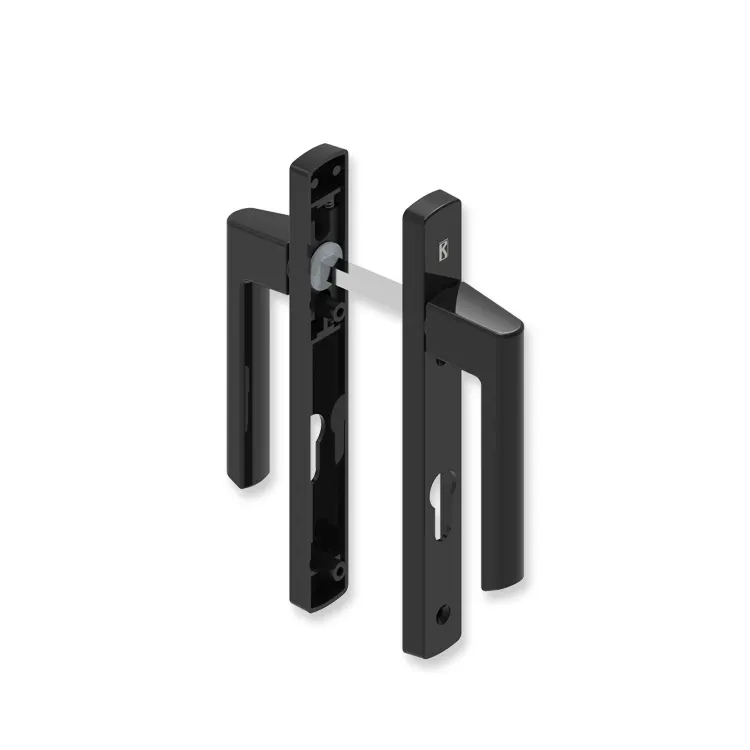 Design moderno Sistema di Porta Maniglia In Alluminio Doppio-lato Serratura con Base In Lega di Zinco per Battente Porta In Alluminio maniglia