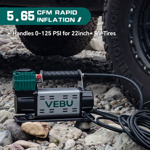 Vebu 125psi 600W xách tay máy nén khí 12v lốp Inflator với 5.65cfm/160lpm nhanh Lạm Phát cho xe tải Pickup - Product Image 4