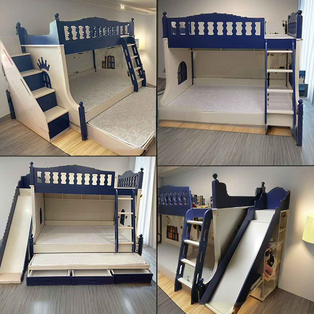bunk beds with slide out bed underneath