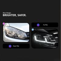Kit de modernisation des phares pour Golf VI 2009-2012, phares à lentille LED 12V 75 LED avec clignotants séquentiels 30W